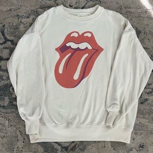 American Eagle Outfitters Cream Graphic Crewneck Sweatshirt